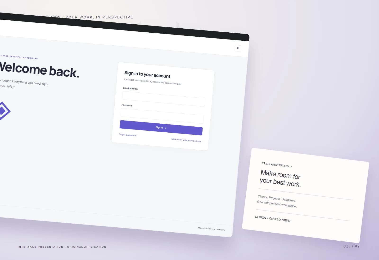 FreelancerFlow alternate interface detail composition